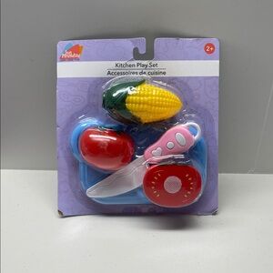 Set of Plastic food with plastic knife.  Just Pretending 2+Vegetables